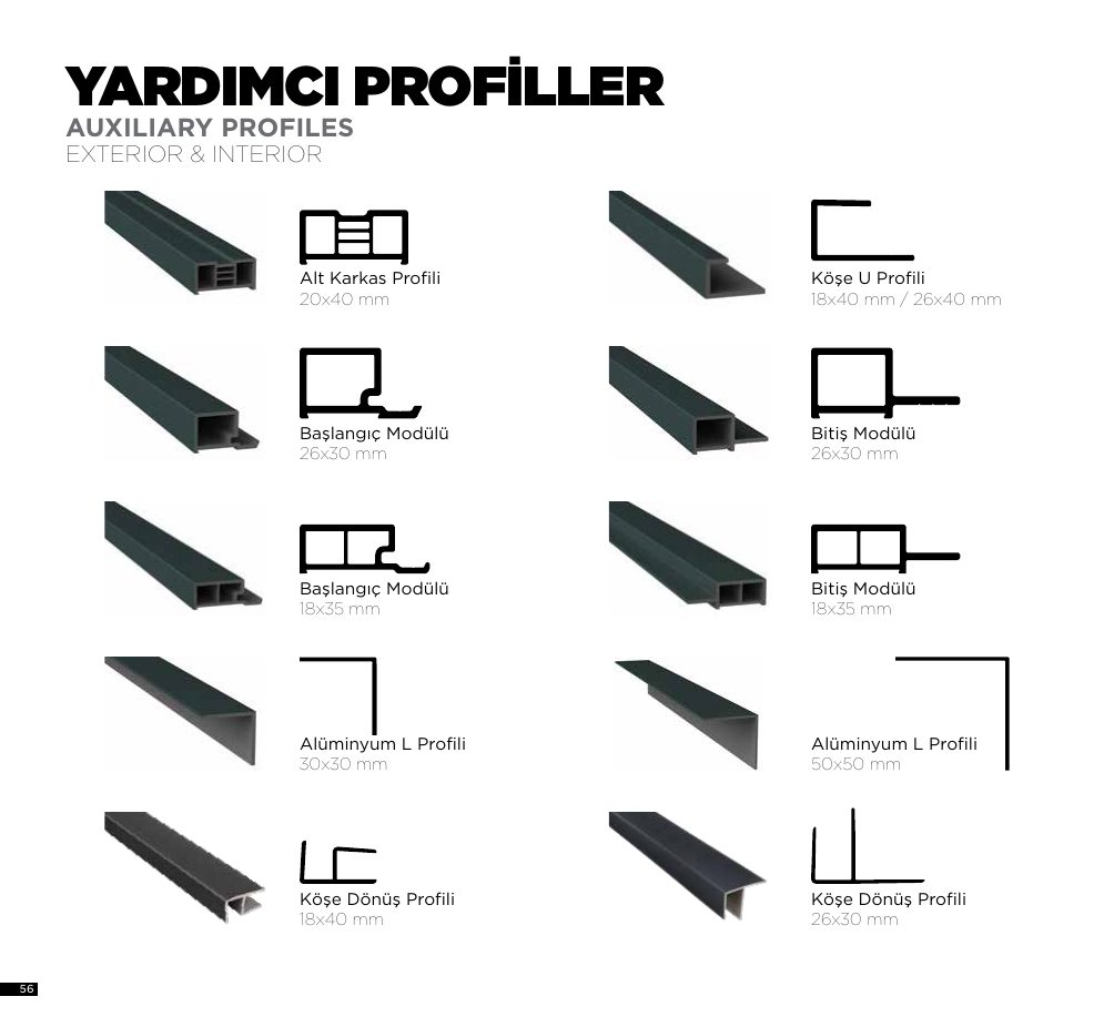 Vinylbond — Вспомогательные профили (каркас, стартовый, финишный, L, угловой)