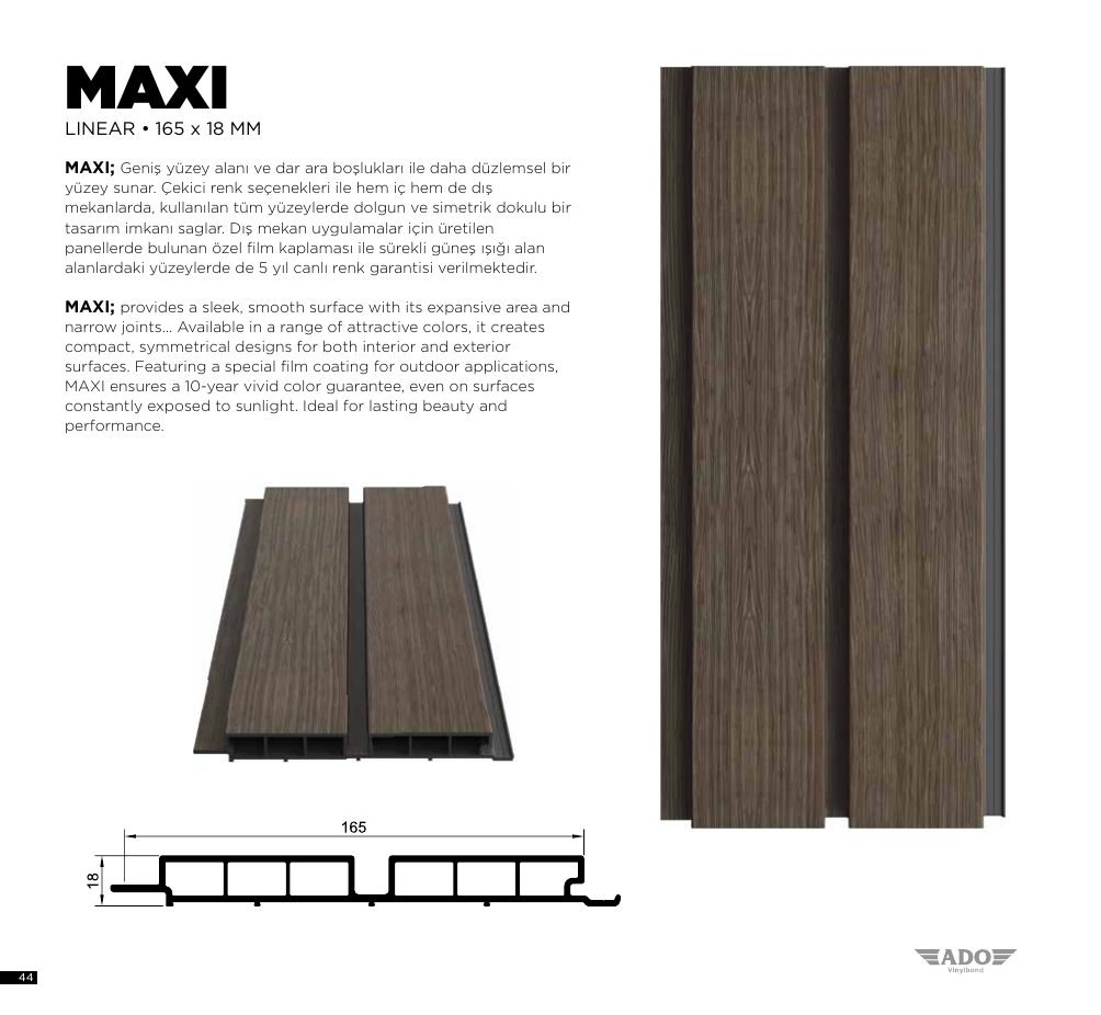 Vinylbond Maxi — Широкая линейная стеновая панель 165x18 мм