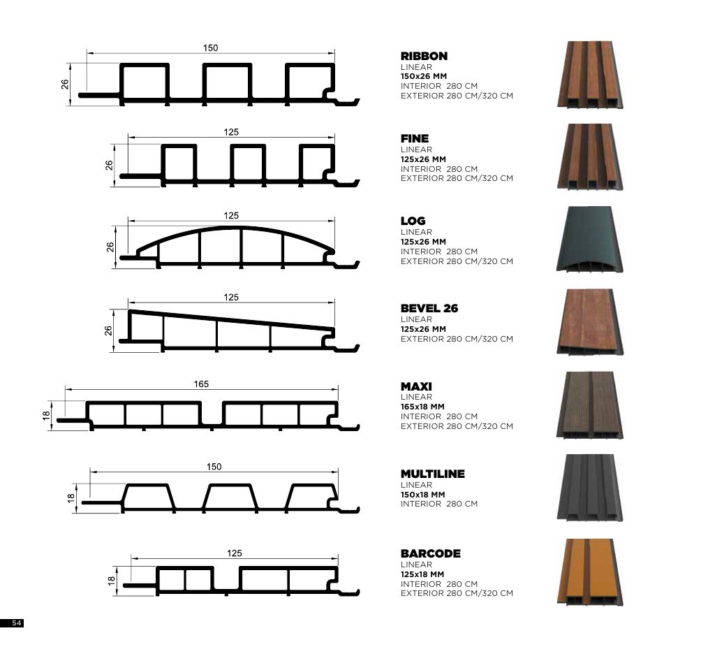 Vinylbond Fine — Линейная стеновая панель 125x26 мм