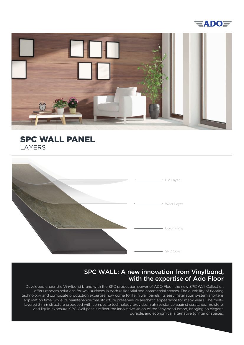 Vinylbond SPC Wall Panel layer construction