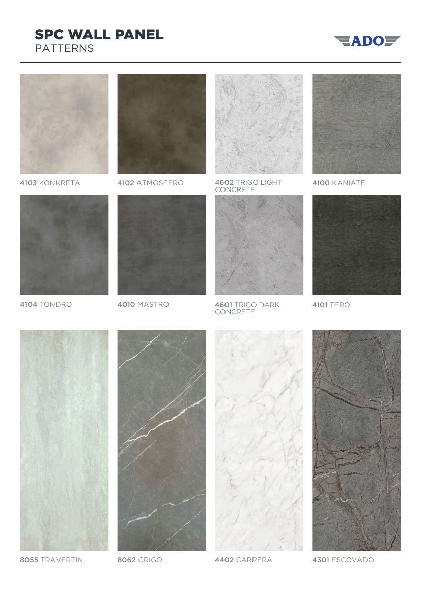 Vinylbond SPC Wall Panel stone and concrete patterns