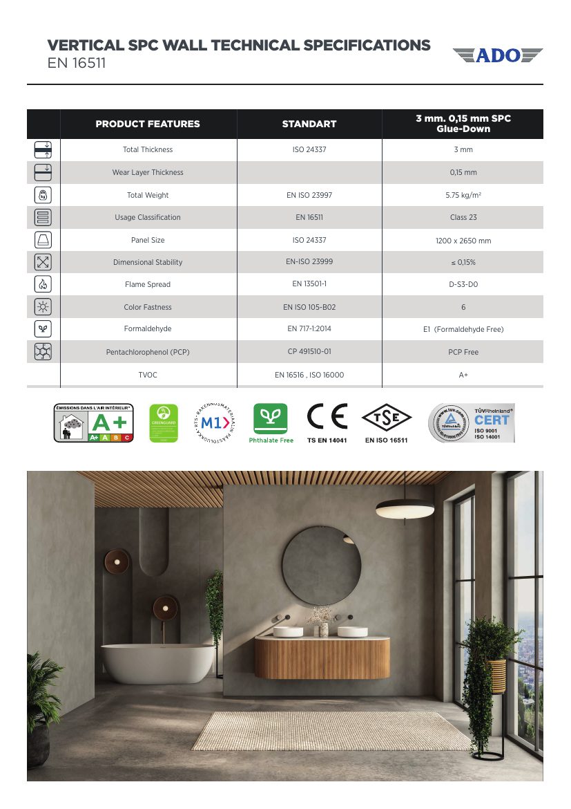 Vinylbond SPC Wall Panel technical specifications